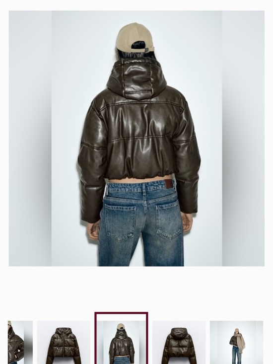 Zara - Women’s Faux Leather Cropped Puffer Anorak - Picture 7 of 7